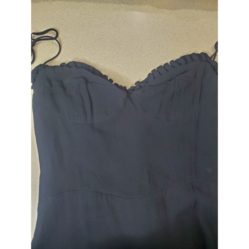 Reformation Ronan Midi Dress Black Lace Trim Smocked Back Size 2 - Picture 7 of 14